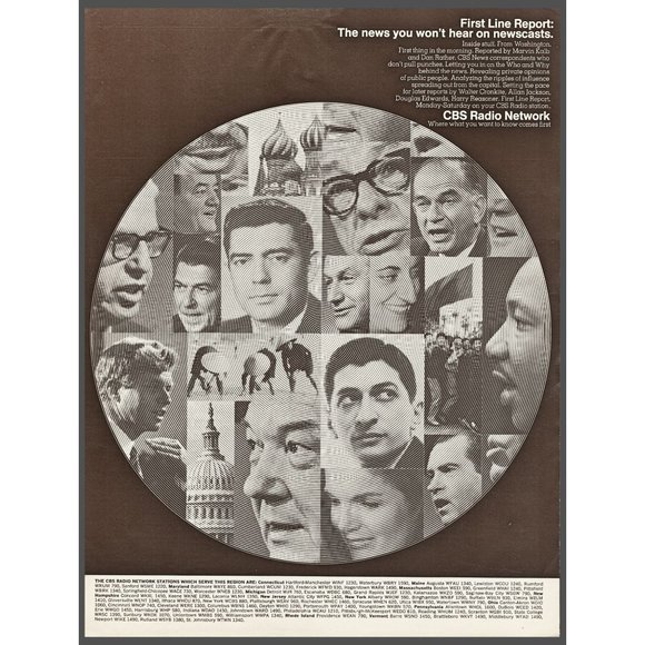 1968 CBS Radio Network Vintage Print Ad Dan Rather Walter Cronkite News Wall Art - Picture 1 of 1